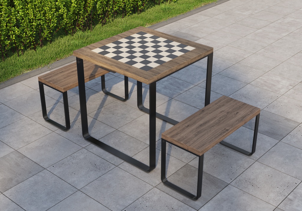картинка Стол шахматный со скамейками для одной пары игроков от магазина Одежда+